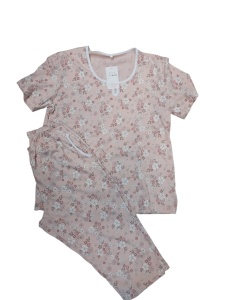 Pijama Dama Auritex, tipar Clasic, Maneca Scurta, MS 568 Roz Floral - Img 3