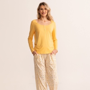 Pijama Dama Soft&Seven By Sofiaman, din Bambus, S21-146 Galben - Img 1