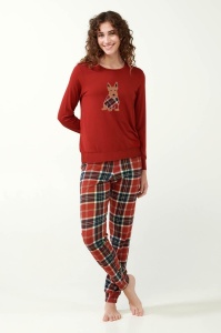 Pijama dama VAMP, Compleu din Interlook 21971 Visiniu
