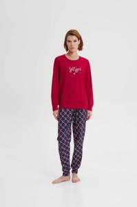Pijama dama VAMP, din Bumbac, 19442 Rosu SELF LOVE