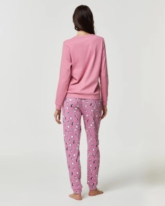 Pijama Fete POMPEA , din Interlook, cu Manseta, PINGUIN Roz - Img 3