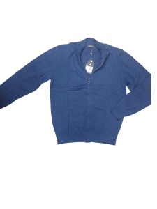 Pulover Barbati RUGATCHI, Jacheta cu Fermoar Lung, Albastru Denim - Img 3