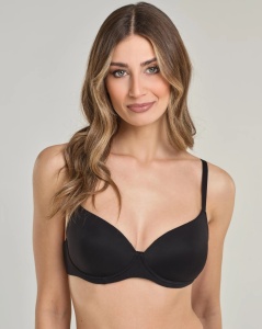 SUTIEN SPIMAN, Balconette cu Armătură și Cupe Gradate, din microfibră elastică 396 NEGRU