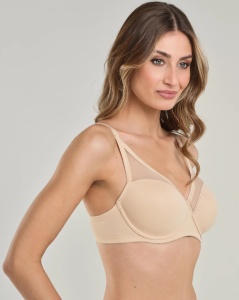 SUTIEN SPIMAN, din Microfibra Elastica, cu Armătură si Tiul, 451- NUDO - Img 3