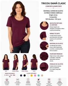 T.2501 PRUNA, Tricou Dama KNOX, Clasic - Img 2