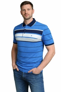 Tricou Barbati Tony Montana, Polo Pique, cu Dungi, Albastru