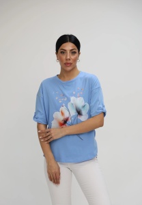 Tricou dama Adrom, FLOERS 1932-25 ALBASTRU - Img 8