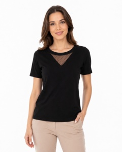 Tricou Dama KNOX, cu Dantela, T.2978 NEGRU