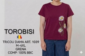Tricou Dama TOROBISI TRICOTEX, Over-SIDE cu Imprimeu, 1039 GRENA - Img 2
