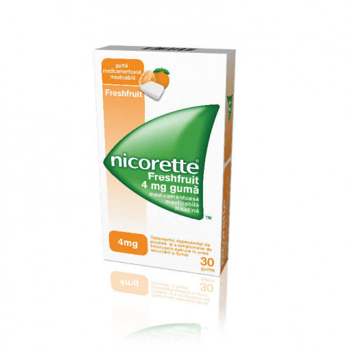 Nicorette Fresh Fruit 4 mg x 30 gume medicale masticabile (Johnson&Johnson)
