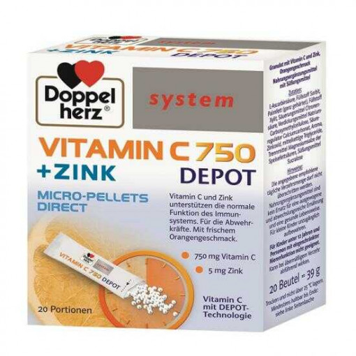 System Vitamin C + Zn depot x 20 plicuri (DOPPELHERZ)