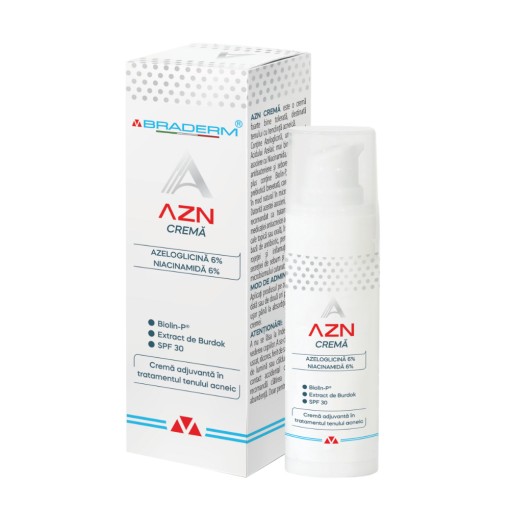 AZN Crema adjuvanta in tratamentul tenului acneic , 30 ml, Braderm