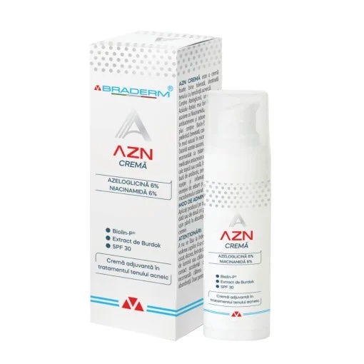 AZN Crema adjuvanta in tratamentul tenului acneic , 30 ml, Braderm