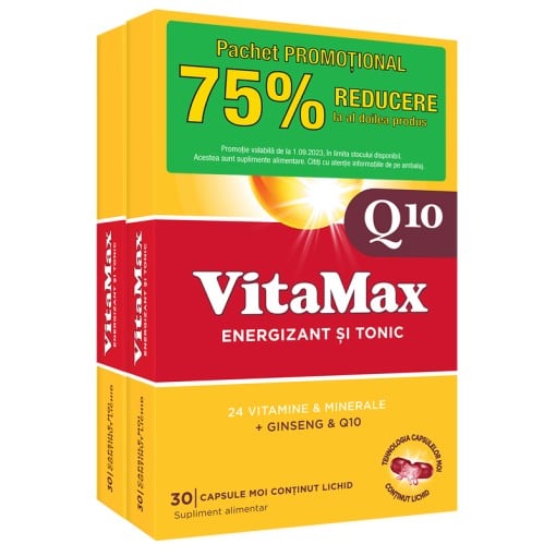 Pachet Vitamax Q10, 30 capsule+ 30 capsule (75% reducere la al doilea produs), Perrigo