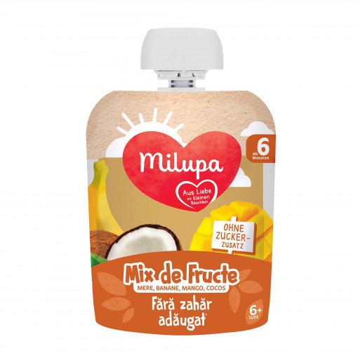 Milupa piure mere, banana, mango si cocos x 90 g (Milupa)