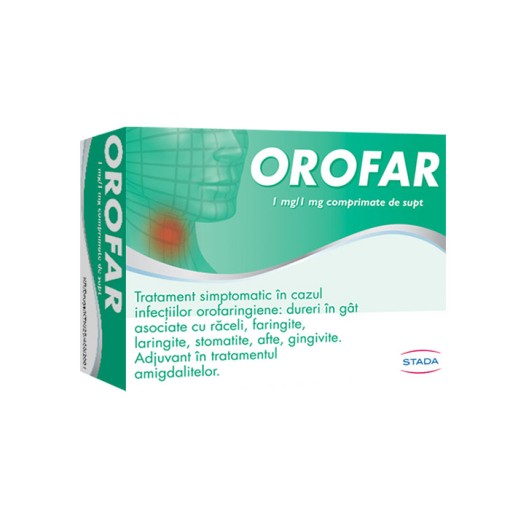 Orofar, 1 mg/1 mg, 24 comprimate de supt, Stada