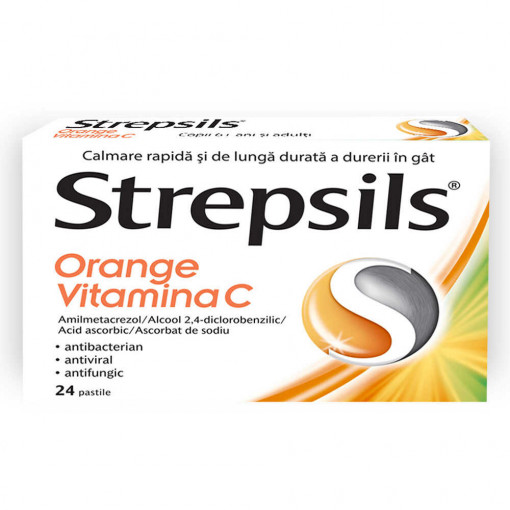 Strepsils Portocale cu vitamina C x 24 comprimate (Reckitt Benckiser)