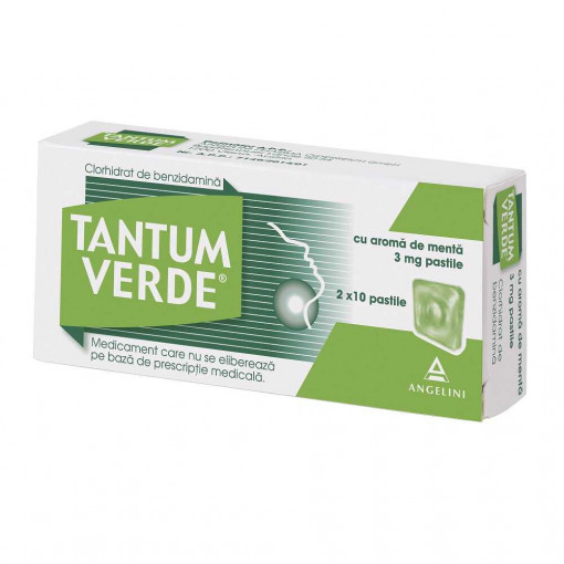 Tantum Verde Menta 3 mg x 20 comprimate de supt (Angelini)