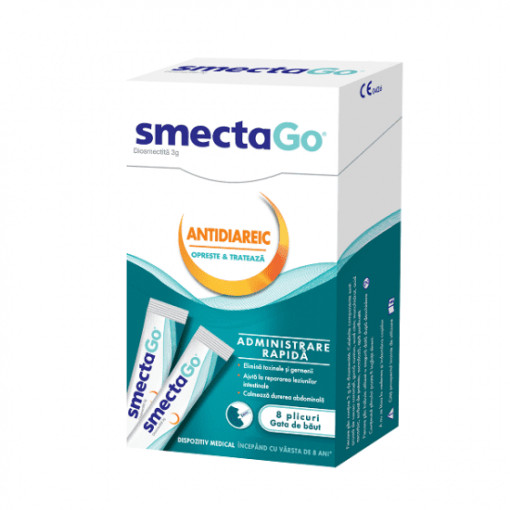 Smecta Go 3g/plic pulbere suspensie orala x 8 plicuri (Beaufour Ipsen)