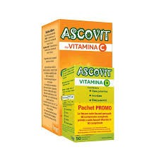Ascovit 100 mg, cu aroma de portocale, 60 comprimate + Ascovit Vitamina D, 50 comprimate