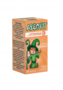 Ascovit cu Vitamina C aroma de piersica, 20 comprimate, Omega Pharm