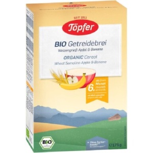 Cereale din gris de grau, mere si banane, 175g, Topfer