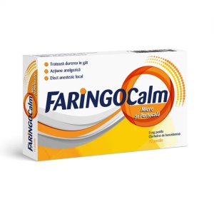 Faringocalm miere si portocala 3mg, 12 pastile, Terapia