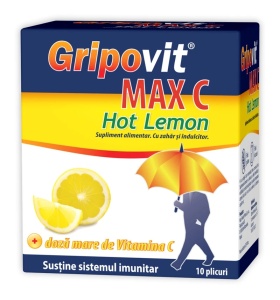 GRIPOVIT MAX C HOT LEMON 10 PLICURI, ZDROVIT