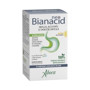 NeoBianacid pentru aciditate si reflux cu gust de lamaie, 45 comprimate, Aboca