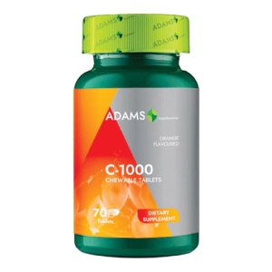 Vitamina C-1000, 70 tablete masticabile, Adams Supplements