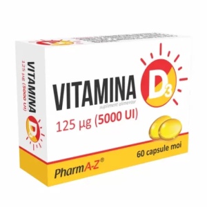 Vitamina D3, 5000 UI, 60 capsule moi, Pharma-Z