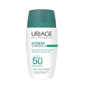 Crema pentru ten predispus la acnee cu protectie solara SPF 50+ Hyseac 3 Regul+, 50 ml, Uriage