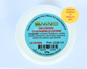 Diclofenac sodic cu heparina si castane, 100g, Ducfarm