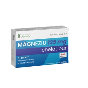 Magneziu Chelat Pur, 125 mg, 30 comprimate filmate, Remedia