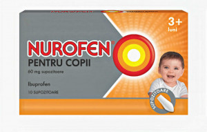 Nurofen pentru copii 3 luni+, 60 mg, 10 supozitoare, Reckitt Benckiser
