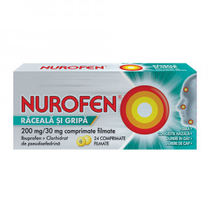Nurofen Raceala si Gripa, 200mg/30mg, 24 comprimate filmate, Reckitt Benckiser