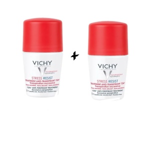Pachet Deodorant roll-on tratament intensiv anti-transpirant Stress Resist 72H, 50 ml + 50 ml, Vichy