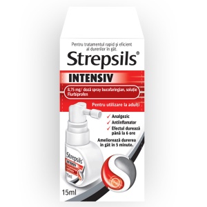 Strepsils Intensiv, spray bucofaringian, soluție, 8,75 mg/doză, 15 ml, Reckitt Benckiser Healthcare