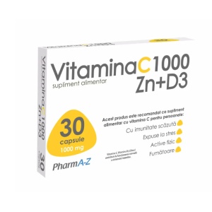 Vitamina C 1000mg+Zn+D3, 30 capsule, PharmA-Z