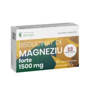 Bisglicinat de magneziu Forte, 1500 mg, 30 comprimate, Laboratoarele Remedia