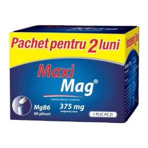 MaxiMag, 375 mg magneziu ionic, 60 plicuri, Zdrovit