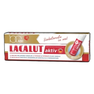 Pachet Pasta de dinti Lacalut Aktiv 75 ml + Balsam de buze 1 bucata, Lacalut