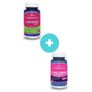 Pachet Urimer Akut, 10 capsule + Extract Cozi Cirese, 30 capsule, Herbagetica