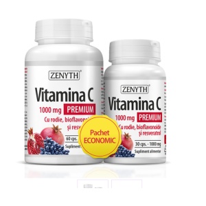 Pachet Vitamina C Premium, 1000 mg, 60+30 capsule, Zenyth