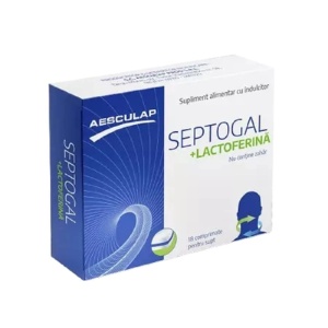 Septogal + Lactoferina, 18 comprimate pentru supt, Aesculap