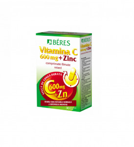 Vitamina C 600 mg + Zinc, 30 comprimate filmate retard, Beres