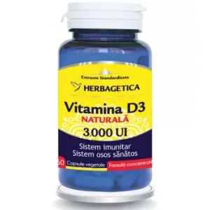 Vitamina D3 3000ui, 60 capsule, Herbagetica