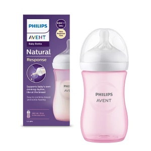 Biberon pentru 3-6 luni Natural Response Roz SCY903/11, 260ml, Philips Avent