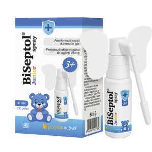 BiSeptol Junior Spray, Aroma de cirese, 20 ml(120pufuri), Dacia Plant