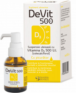 DeVit 500 Suspensie uleioasă cu Vitamina D3 500 U.I , spray, 20 ml, Pharma Brands